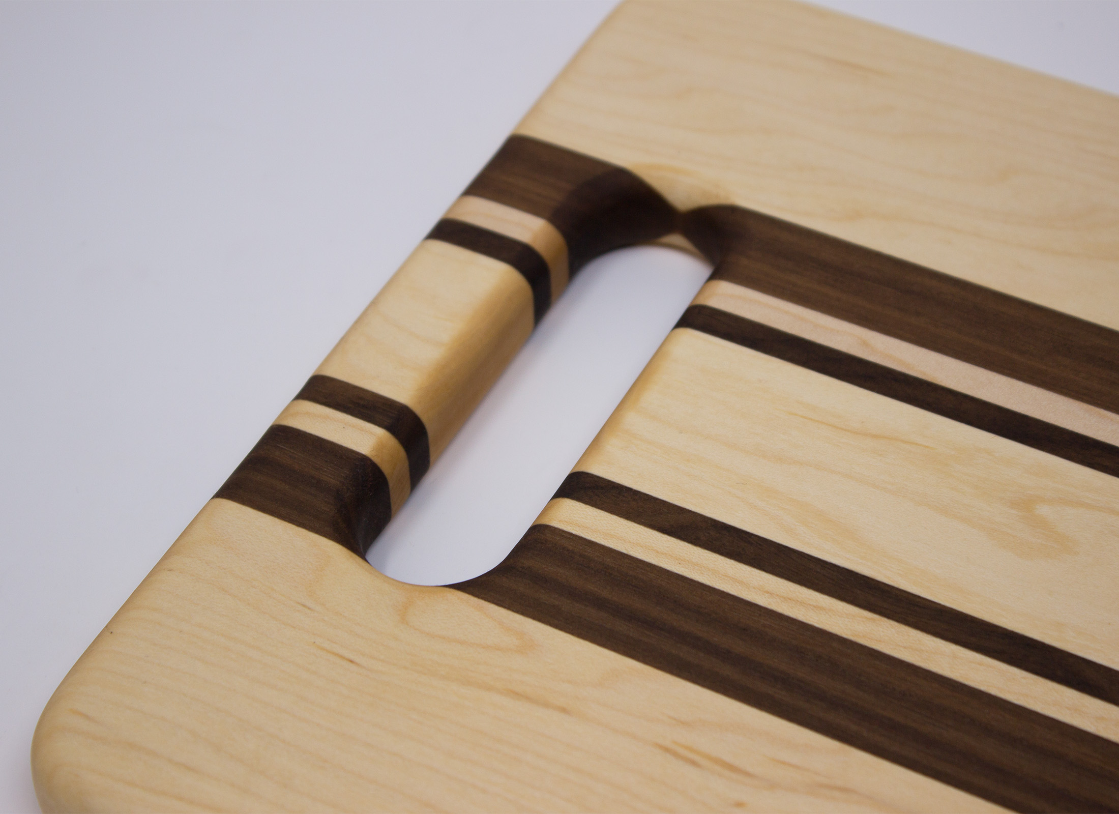 Maple, Cherry and Walnut with Handle Cutting Board