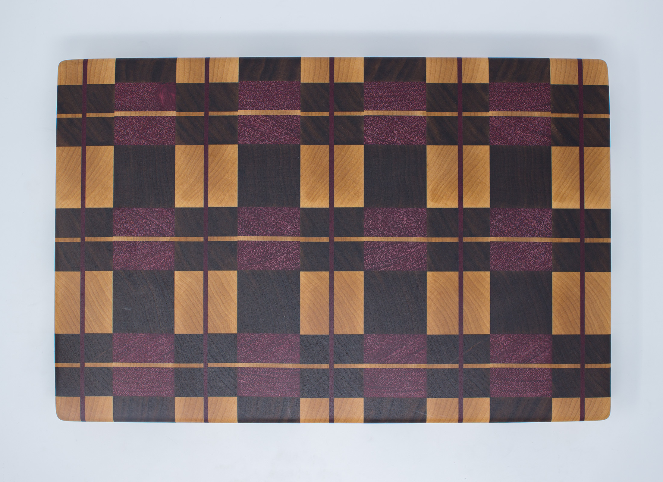 Thick Maple, Walnut, and Purple Heart Rectangle Cutting Board - SMW Designs